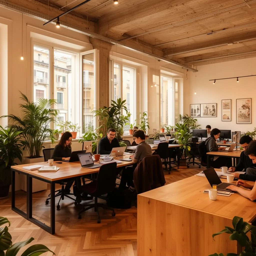 Bright historical coworking room in Italy