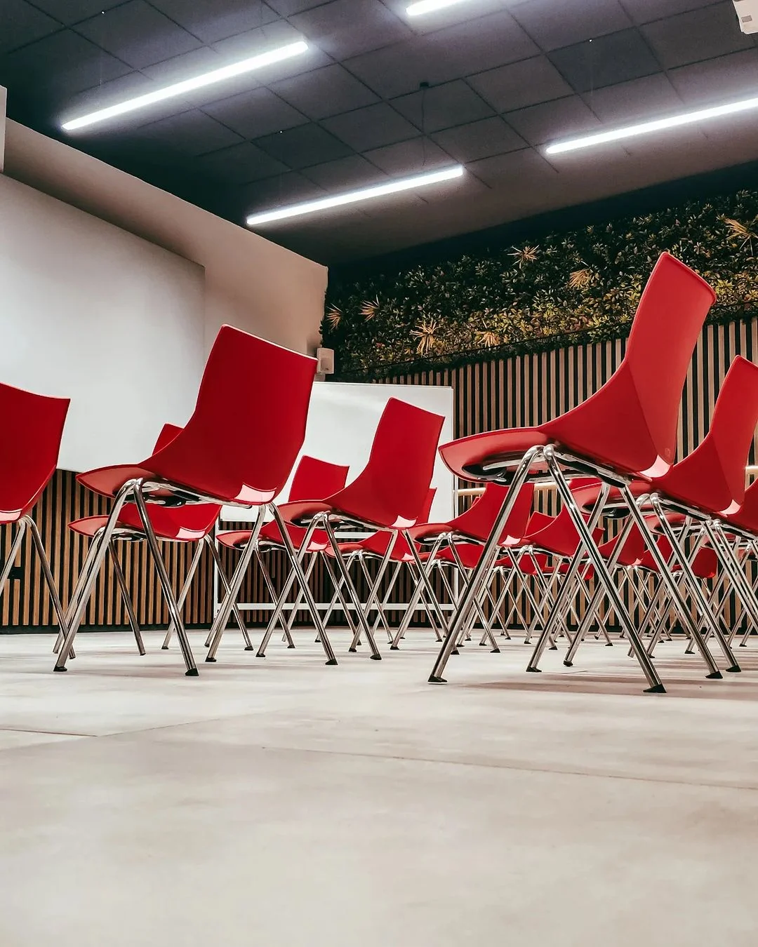 Bright glass seminar and corporate training layout